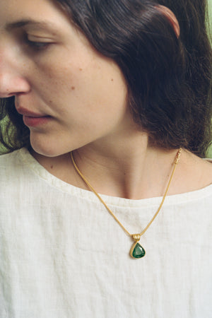 Faceted Emerald Tear Pendant
