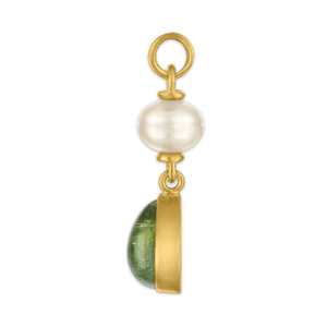 South Sea Pearl and Medium Green Tourmaline Tear Pendant