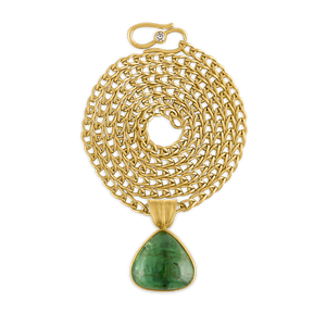 Large Green Tourmaline Fan Pendant