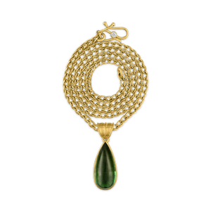 Large Green Tourmaline Tear Pendant