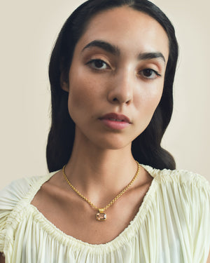 Peach Tourmaline Block Pendant