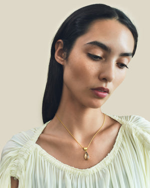 Small Peach Tourmaline Tear Pendant