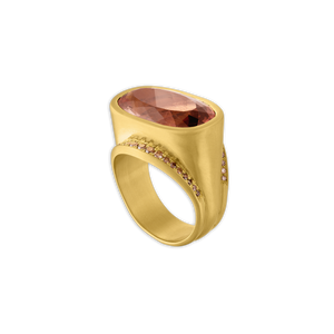 Umber Tourmaline and Diamond Melitodes Ring