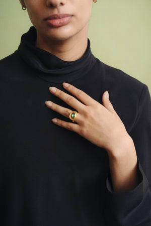 Faceted Green Tourmaline Masona Ring