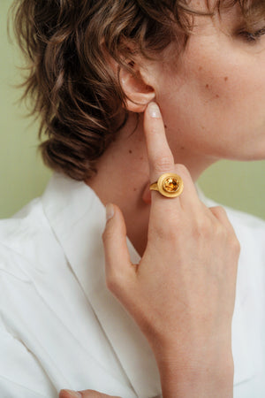Faceted Peach Tourmaline Masona Ring
