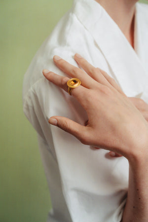 Faceted Peach Tourmaline Masona Ring