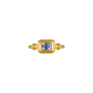 Emerald Cut Blue Sapphire Capsa Ring