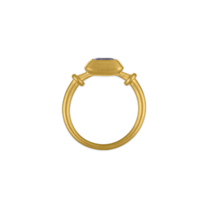 Emerald Cut Blue Sapphire Capsa Ring