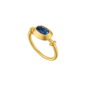 Small Blue Sapphire Oval Capsa Ring