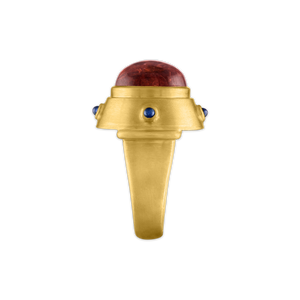 Rose Tourmaline and Blue Sapphire Yia Yia Ring
