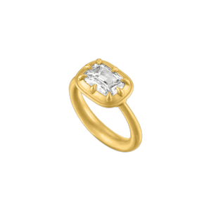 Diamond Elongated Cushion Prunt Prong Ring