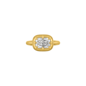 Diamond Elongated Cushion Prunt Prong Ring