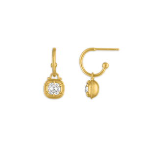 Diamond Cushion Prunt Prong Hoop Earrings