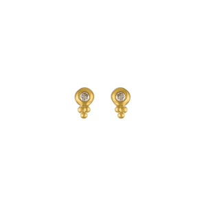 Small Diamond Lentil-Shaped Bulla Earrings