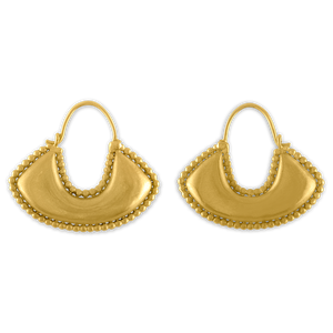 Large Granulated Boat-Shaped Hoop Earrings