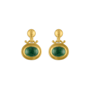Large Green Tourmaline Bell Earrings