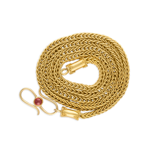 Handwoven Duo Loop-in-Loop Chain with Ruby S Clasp