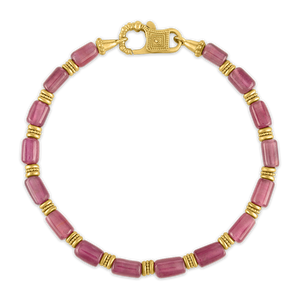 Ruby Bamboo Chain Bracelet with Fibula Clasp