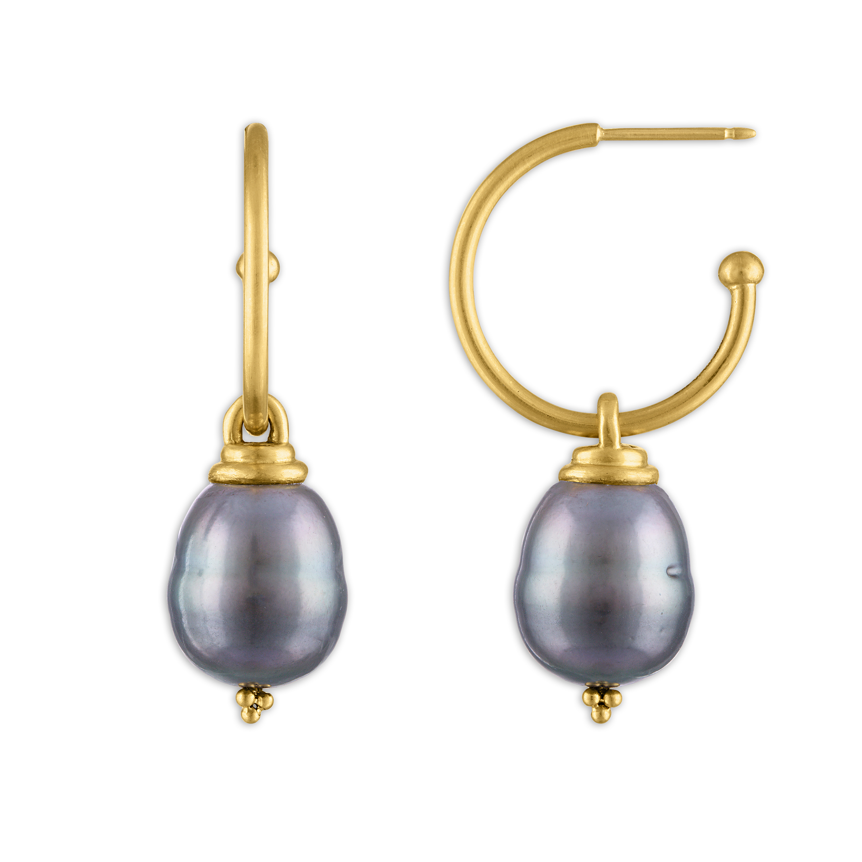 Tahitian Pearl Hoop and Hook Earrings