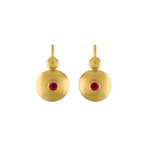 Small Ruby Bulla Hook Earrings