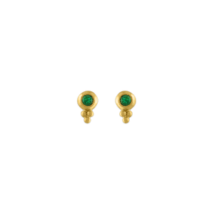Small Emerald Lentil-Shaped Bulla Earrings