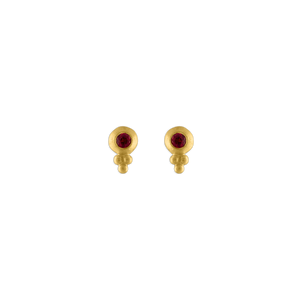 Small Ruby Lentil-Shaped Bulla Earrings