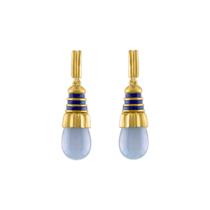 Chalcedony and Lapis Small Pyxis Earrings