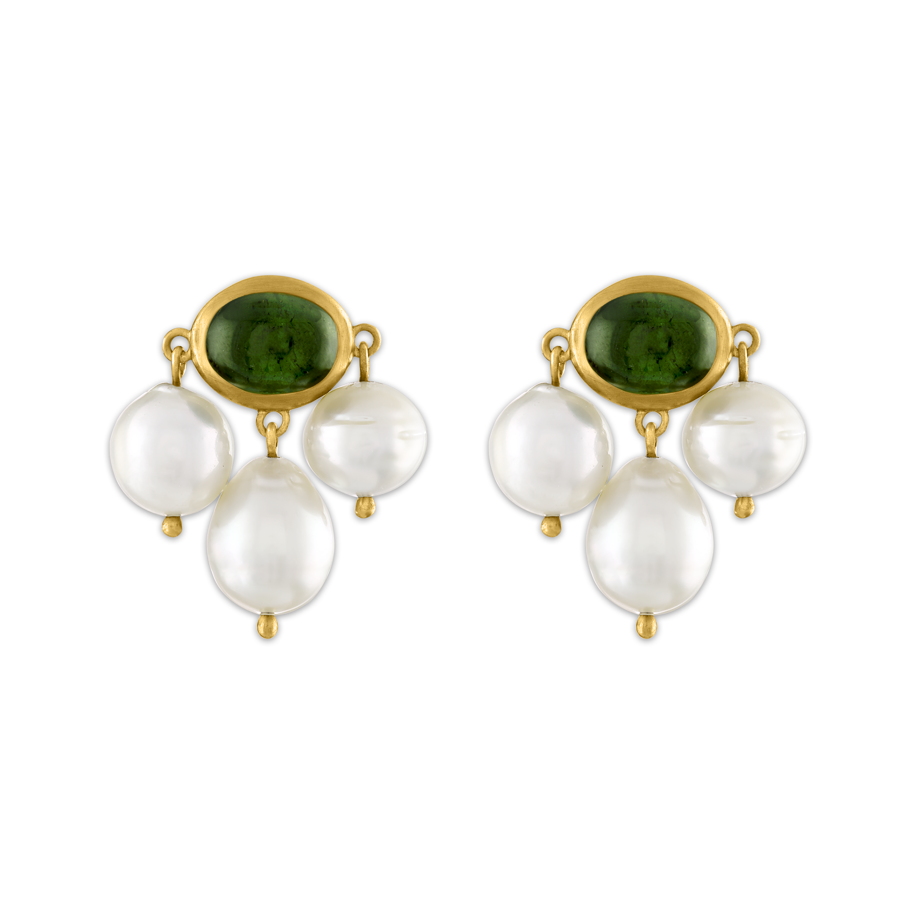 Green pearl stud earrings hotsell