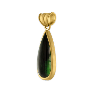 Elongated Moss Green Tourmaline Tear Pendant