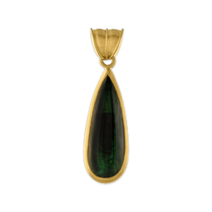 Elongated Moss Green Tourmaline Tear Pendant