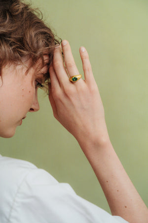Faceted Green Tourmaline Roz Ring