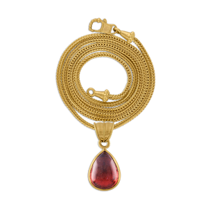 Rose Tourmaline Tear Pendant